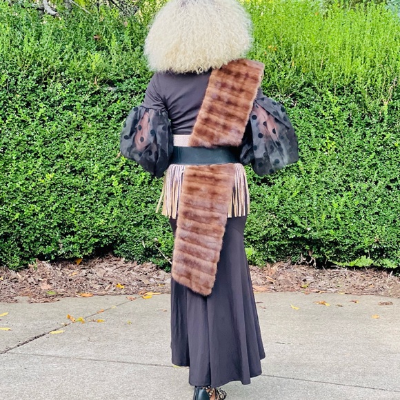 Designer Custom sable color mink fur Stole Shawl Wrap OS 7.7x 7.5